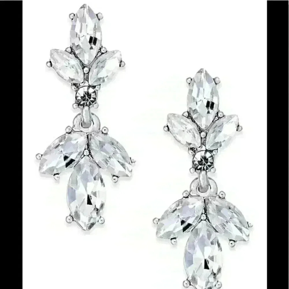 Charter Club new Silver Tone Crystal Drop Earrings